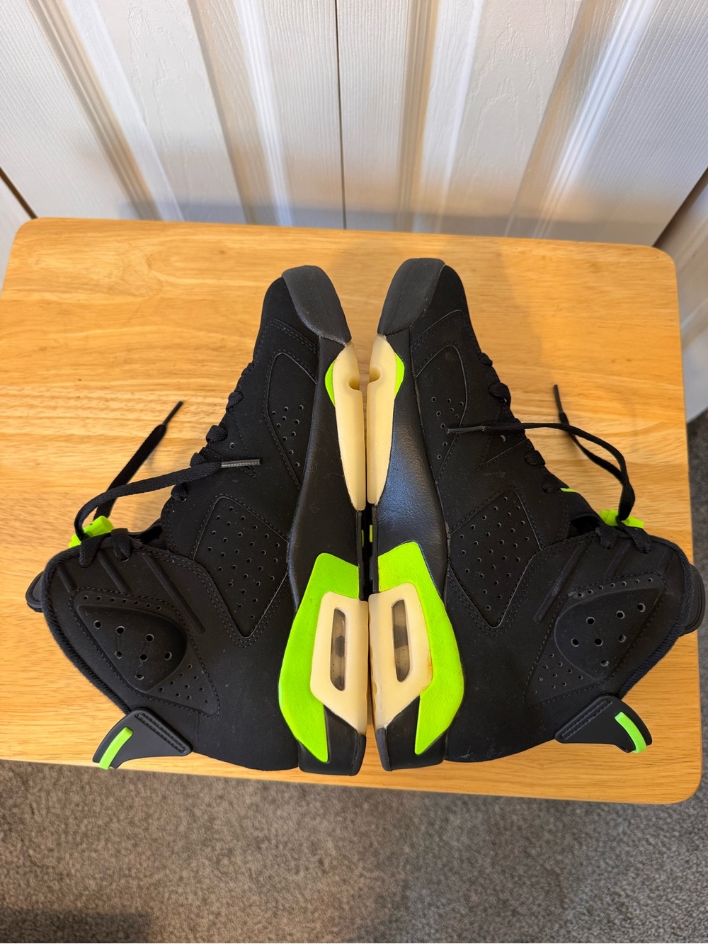 Mens Air Jordan Retro 6 Black Electric Green High-Top Athletic Sneakers Size 8 - Picture 11 of 15